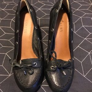 Bakers black wedge heels